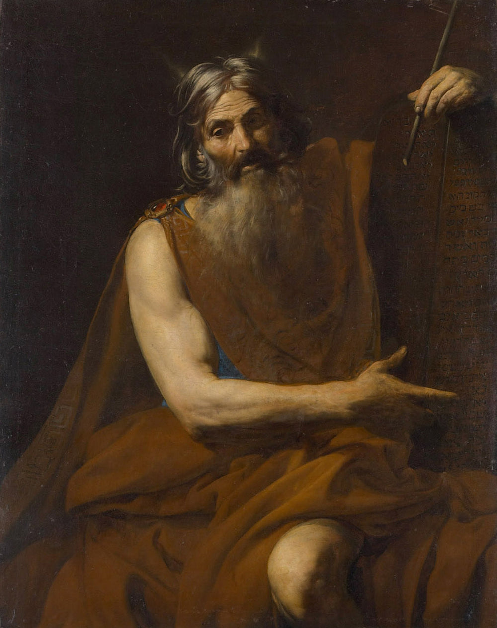 Moïse cornu et les Tables de la Loi - Valentin de Boulogne image 1 tableau peint à l’huile sur toile