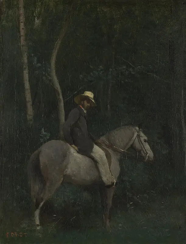 Monsieur Pivot à cheval - Jean-Baptiste Camille Corot image 1 copie peinte à la main à l’huile