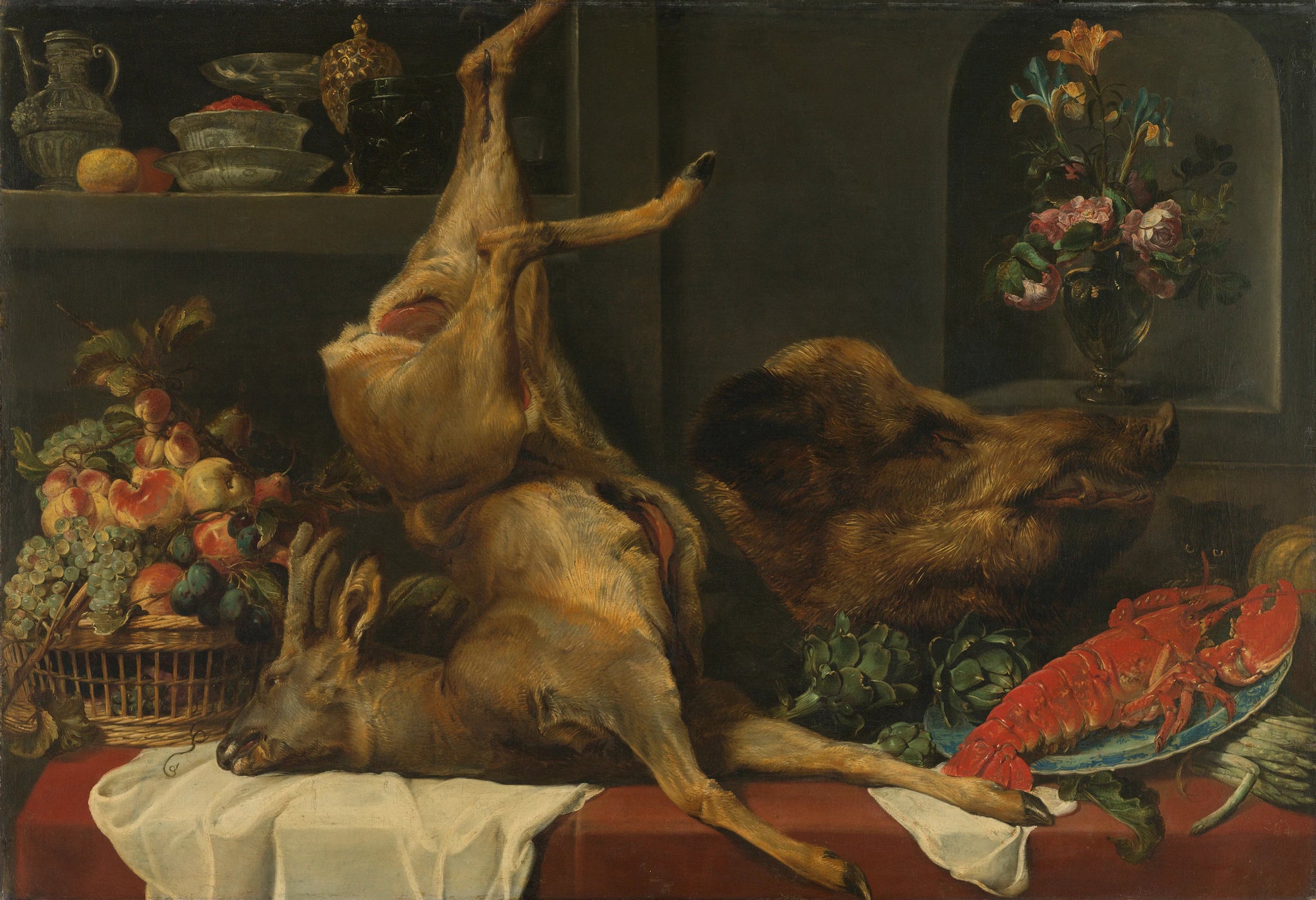 Nature morte au gros gibier mort, fruits et fleurs - Frans Snyders