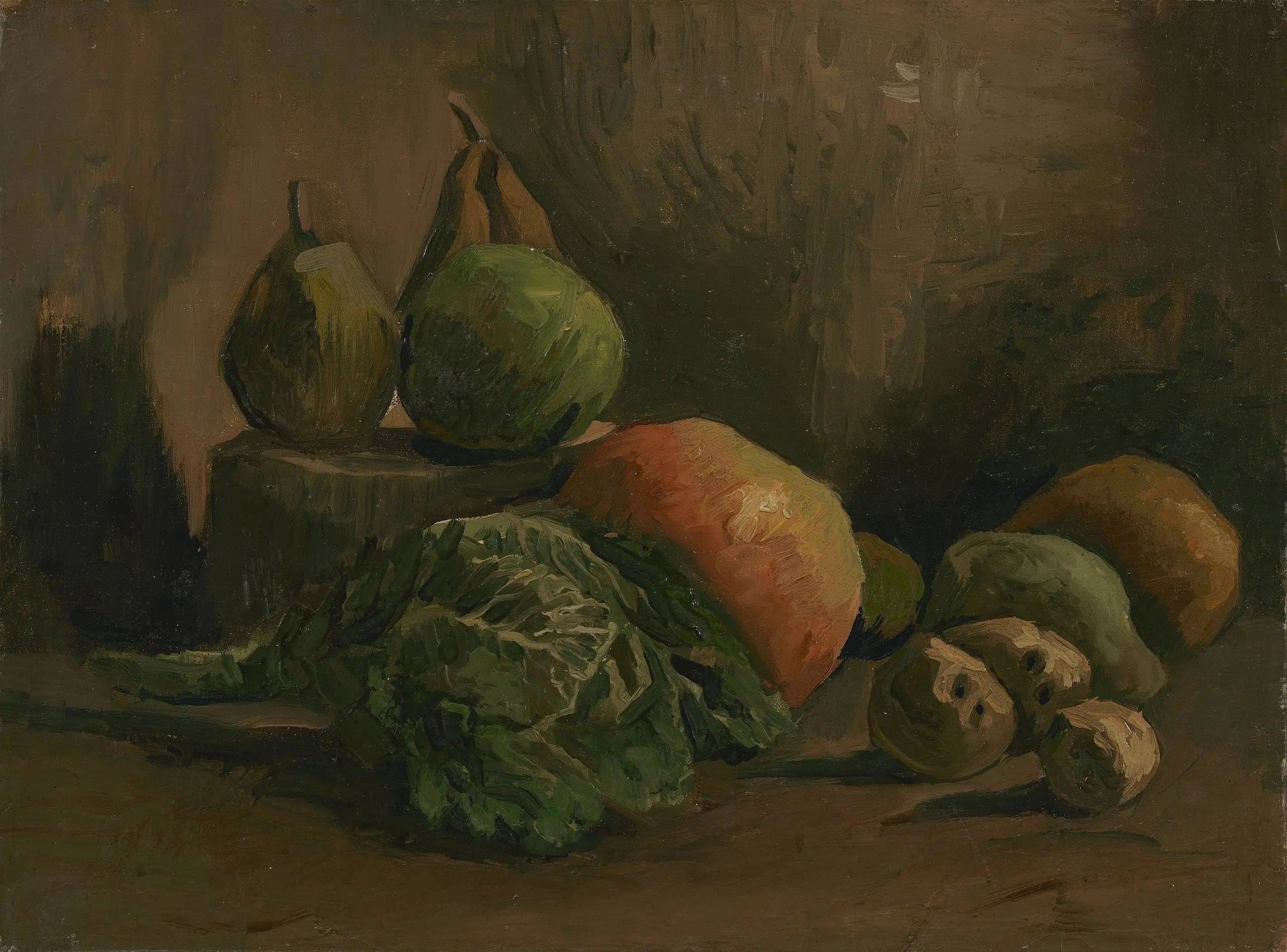Reproduction du tableau « Nature morte aux légumes et aux fruits - Vincent van Gogh » par Alpha Reproduction en peinture à l’huile