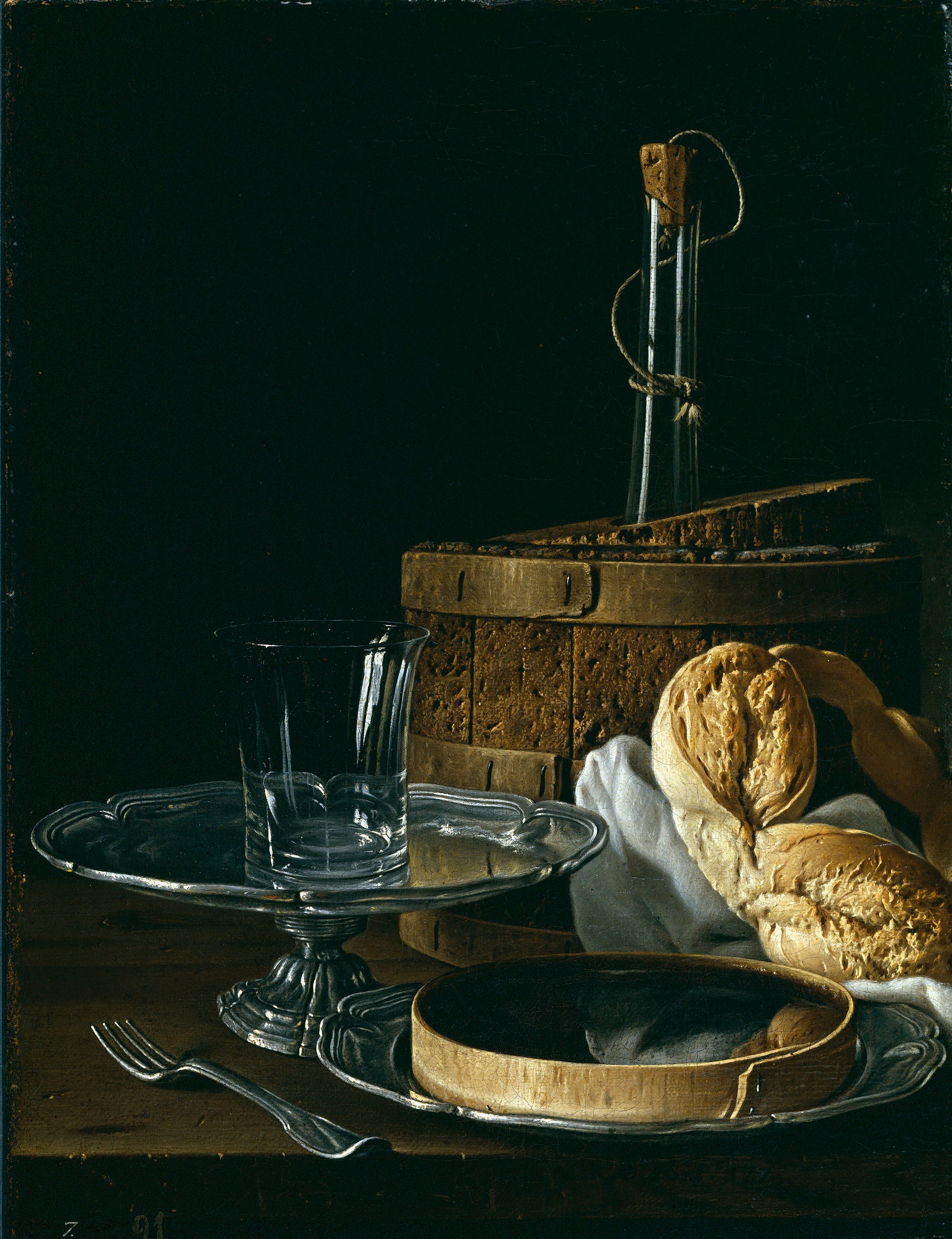 Nature morte avec boîte de gelée de pain Plateau avec verre et glacière - Luis Eugenio Meléndez