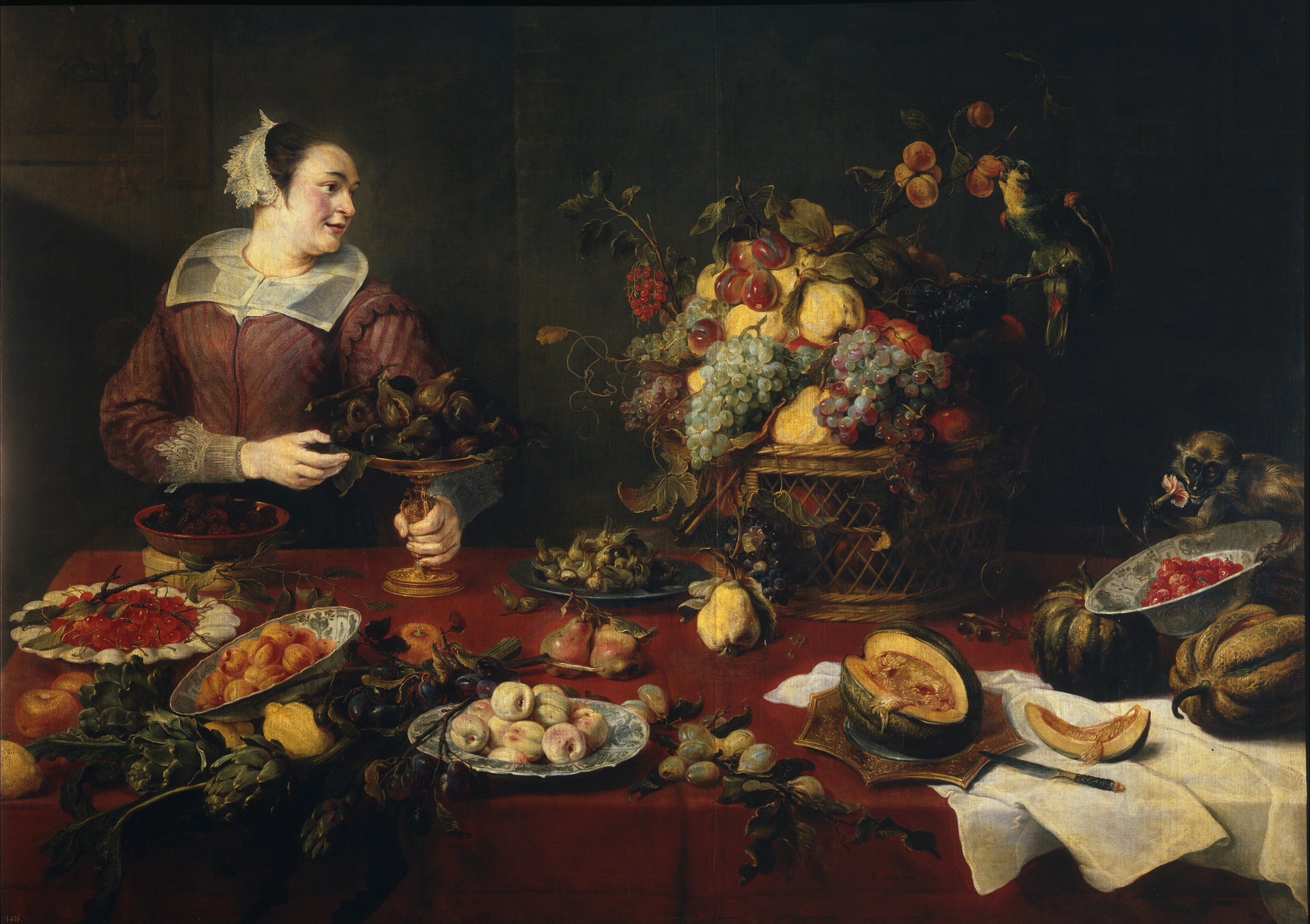 Nature morte avec une servante - Frans Snyders image 1 copie peinte à la main à l’huile