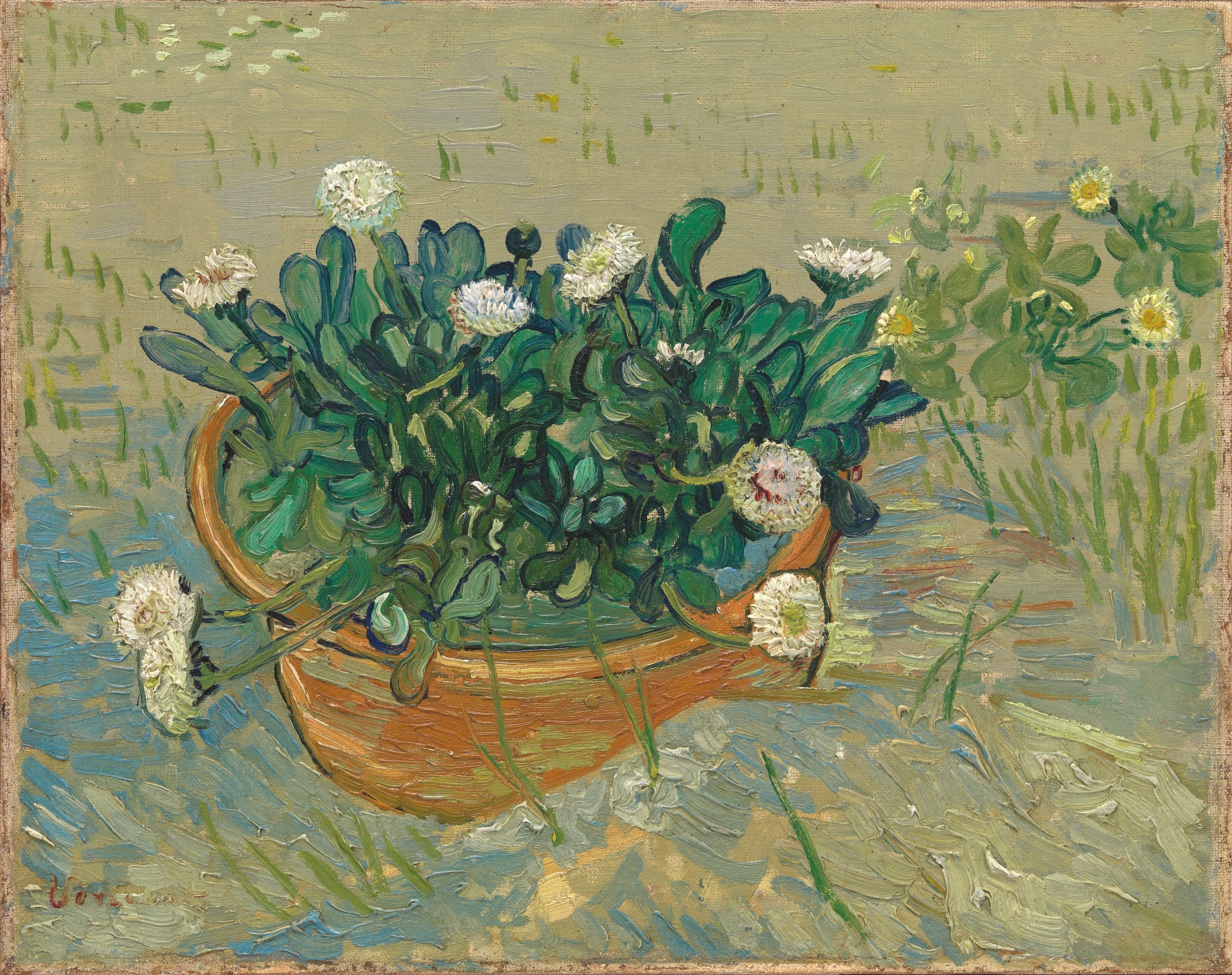 Reproduction du tableau « Nature morte : bol aux marguerites - Vincent van Gogh » par Alpha Reproduction en peinture à l’huile