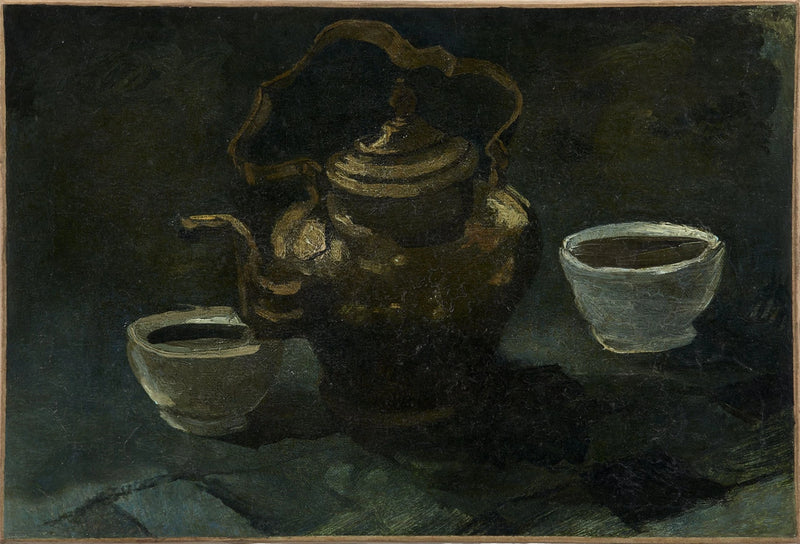 정물화, 구리 커피포트와 두 개의 흰 그릇 - Vincent van Gogh