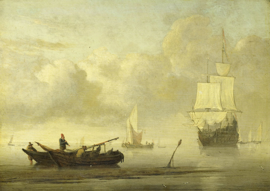 Navires au large des côtes par vent calme - Willem Van de Velde le Jeune