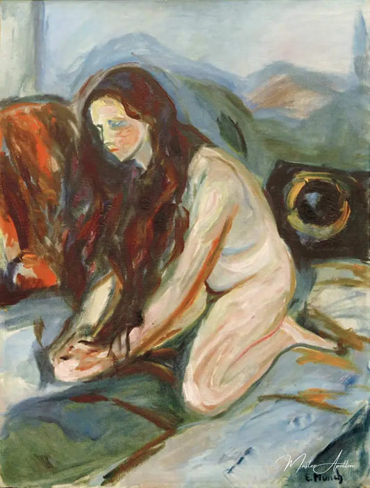 Nu à genoux - Edvard Munch - Reproductions de tableaux et peintures haut de gamme