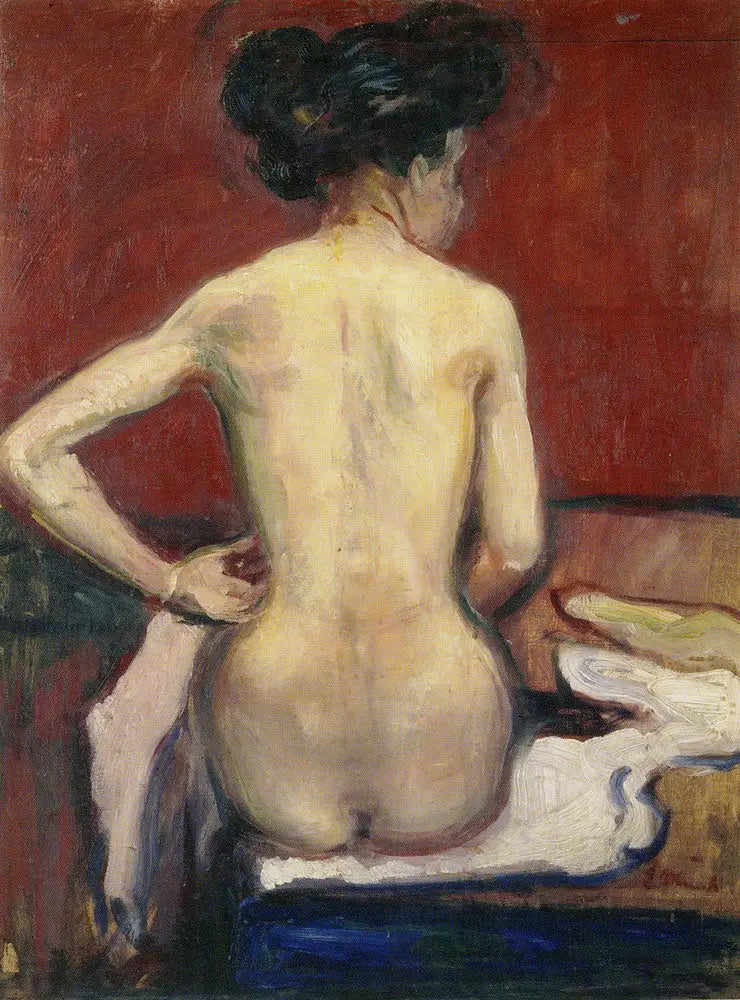 Nu assis avec sa tête tournée - Edvard Munch image 1 copie peinte à la main à l’huile