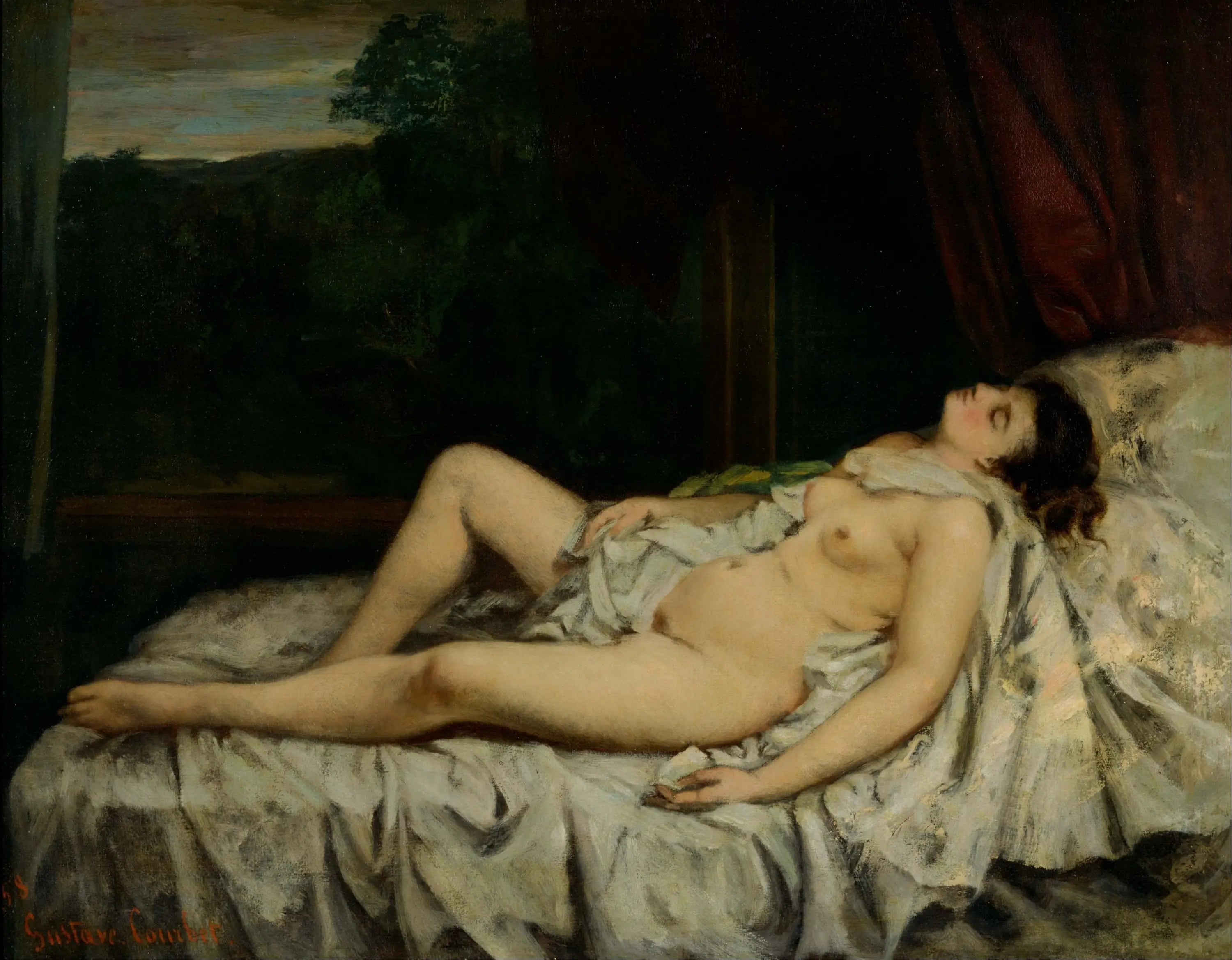 Nu endormi - Gustave Courbet image 1 tableau peint à l’huile sur toile
