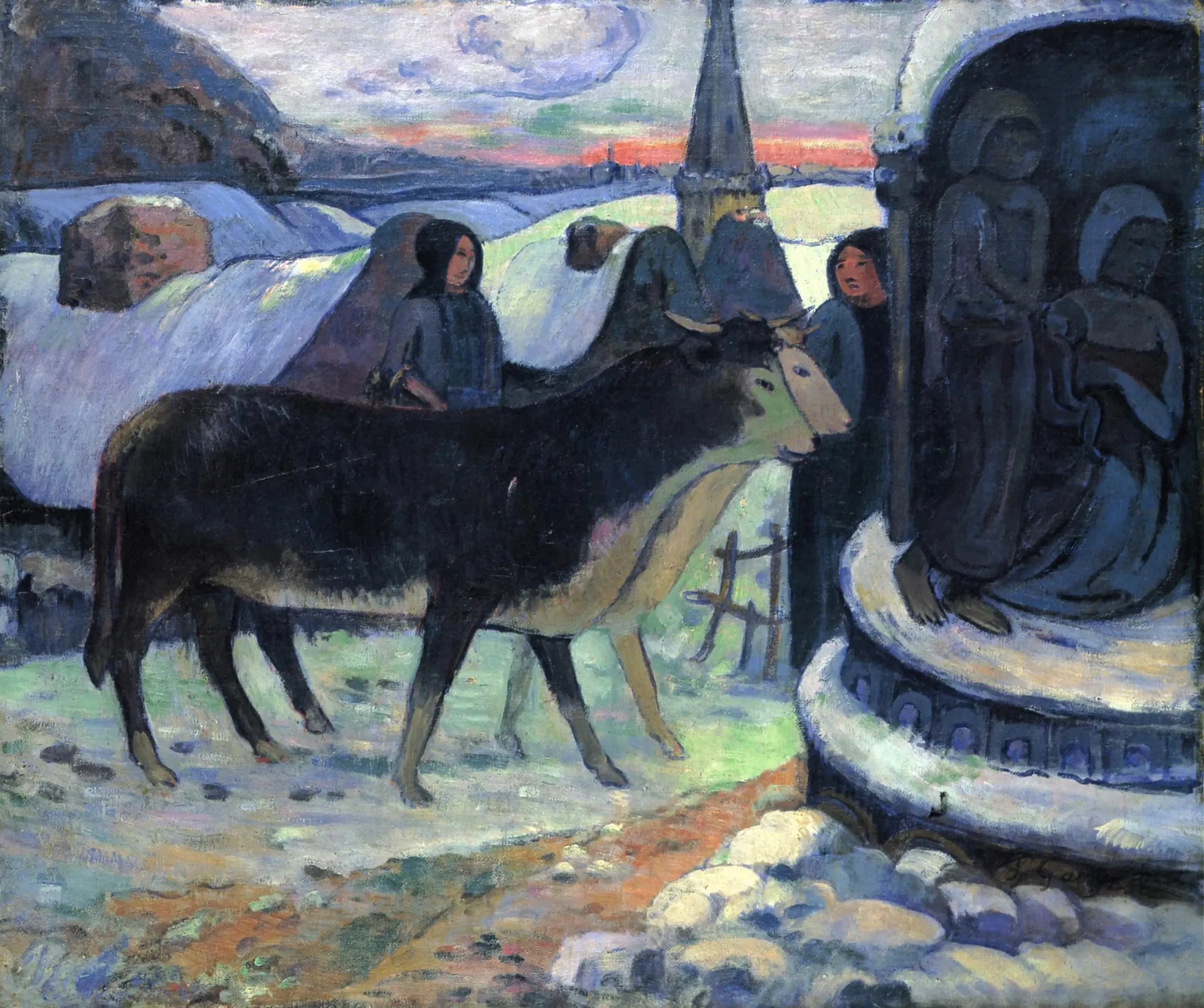Nuit de Noël, La bénédiction des bœufs - Paul Gauguin image 1 reproduction de peinture à l’huile