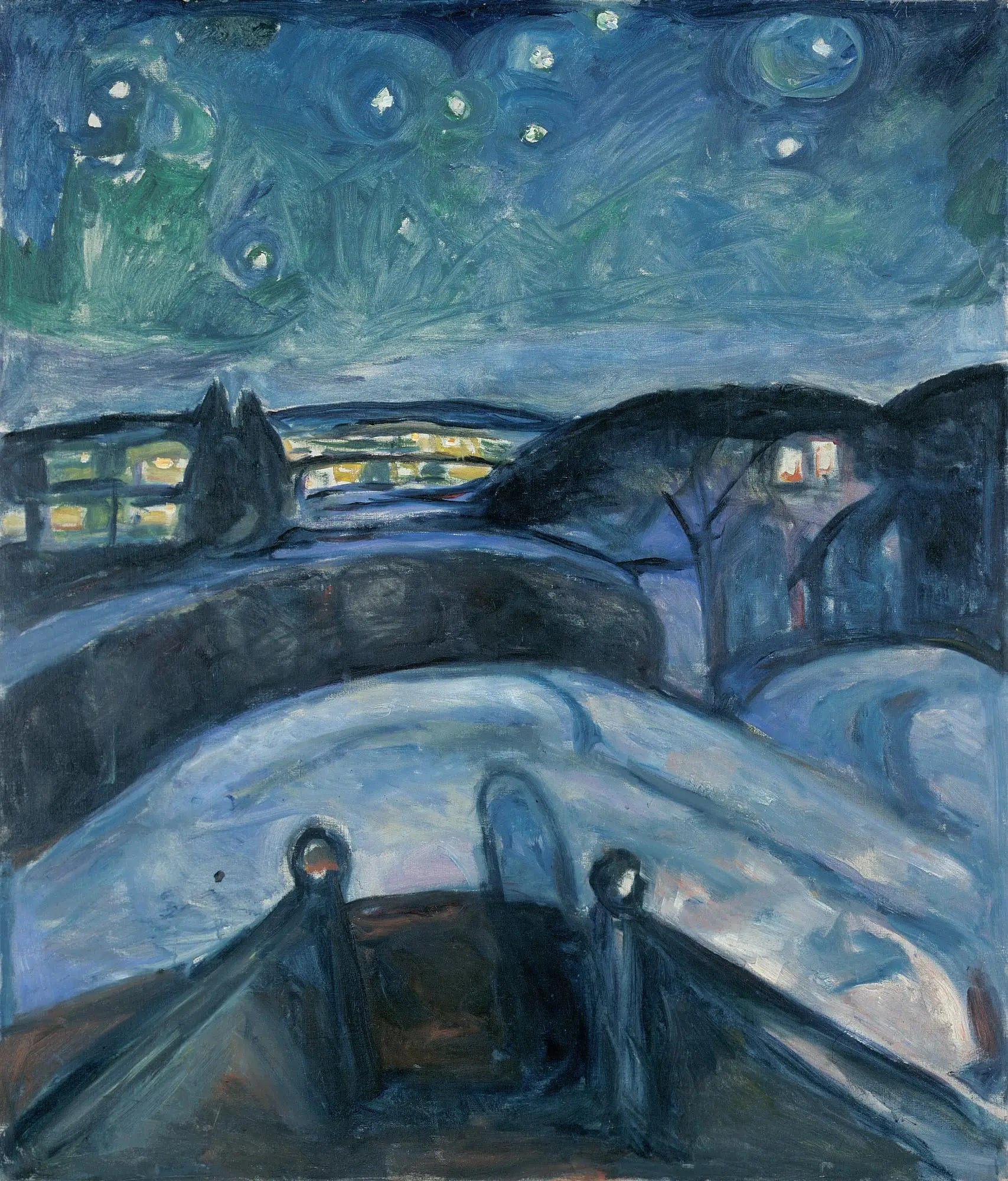 Reproduction du tableau « Nuit étoilée - Edvard Munch » par Alpha Reproduction en peinture à l’huile
