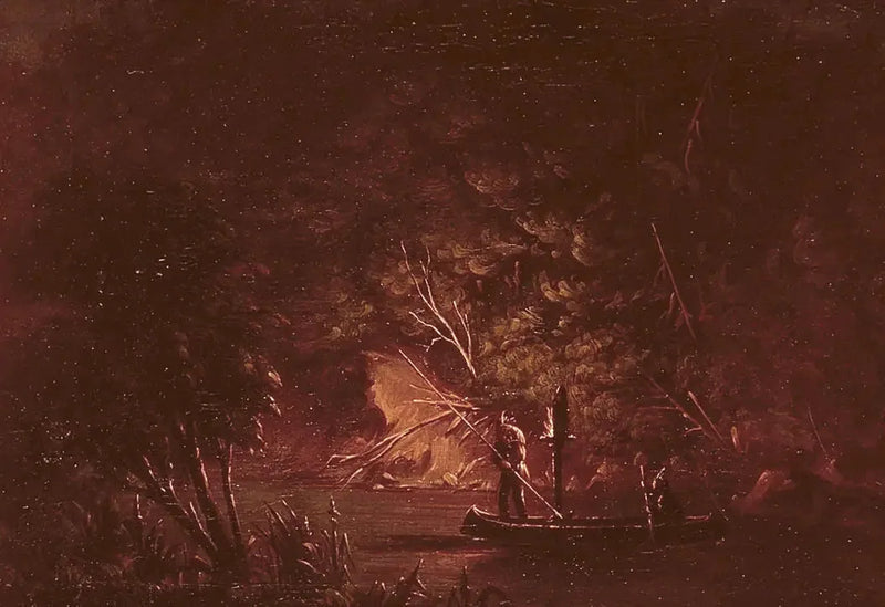 횃불 빛 아래 연어를 잡는 오지브웨이 하프론 - 조지 캐틀린

Source:
Ojibwé harponnant le saumon à la lueur des torches - George Catlin