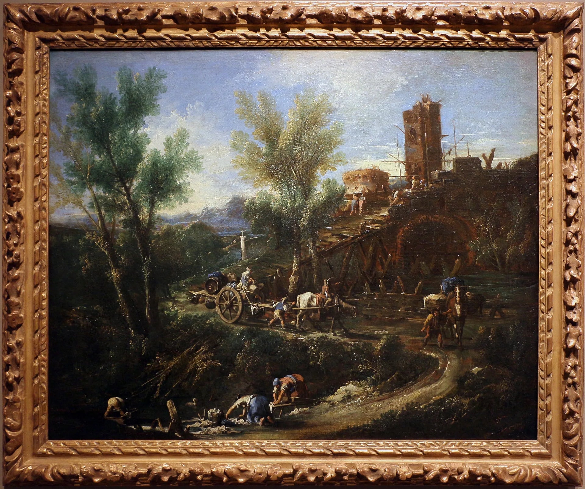 paesaggio con zingari e lavandaie - Alessandro Magnasco image 2 reproduction de peinture à l’huile