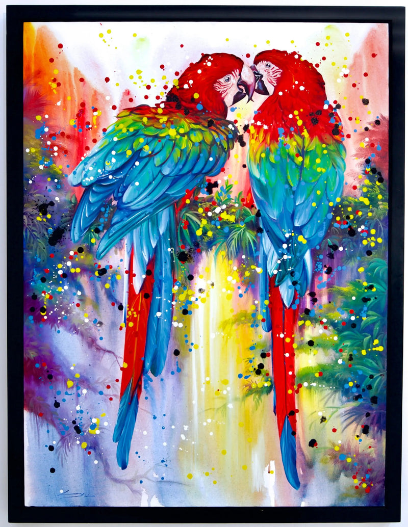 붉은 앵무새 한 쌍 | 90 X 120cm