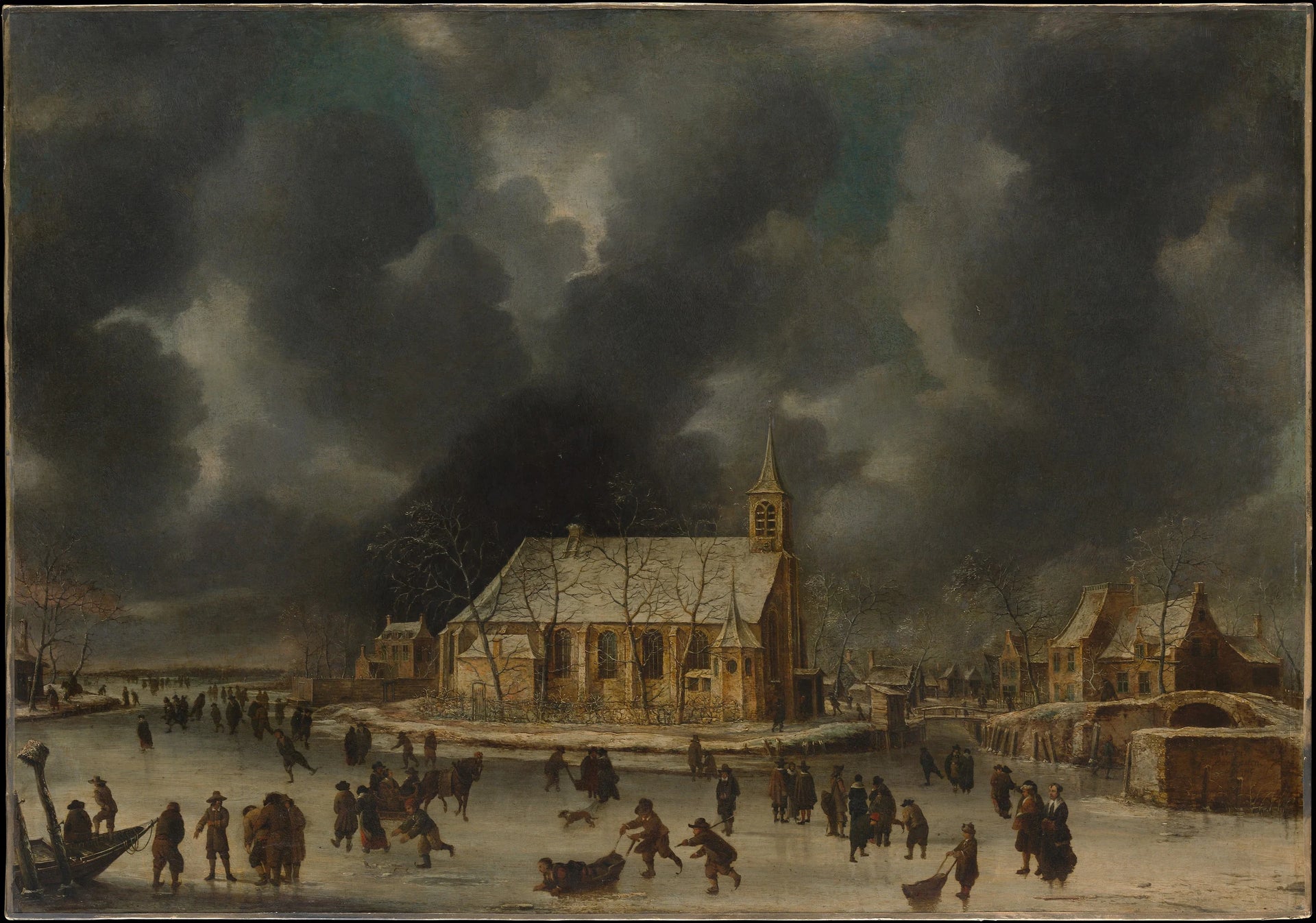 Patinage à Sloten, près d'Amsterdam - Johannes Abrahamsz Beerstraten