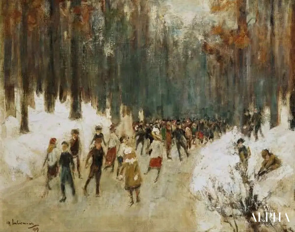 Patineurs sur le lac gelé au jardin animal de Berlin - Max Liebermann - Reproductions de tableaux et peintures haut de gamme