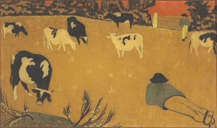 Deux vachers dans la prairie, peinture de Paul Sérusier