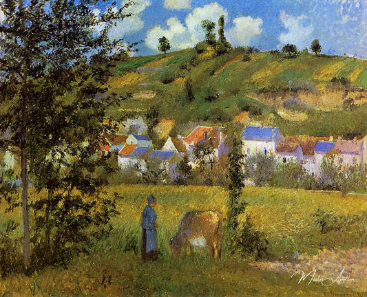 Paysage à Chaponval - Camille Pissarro - Reproductions de tableaux et peintures haut de gamme