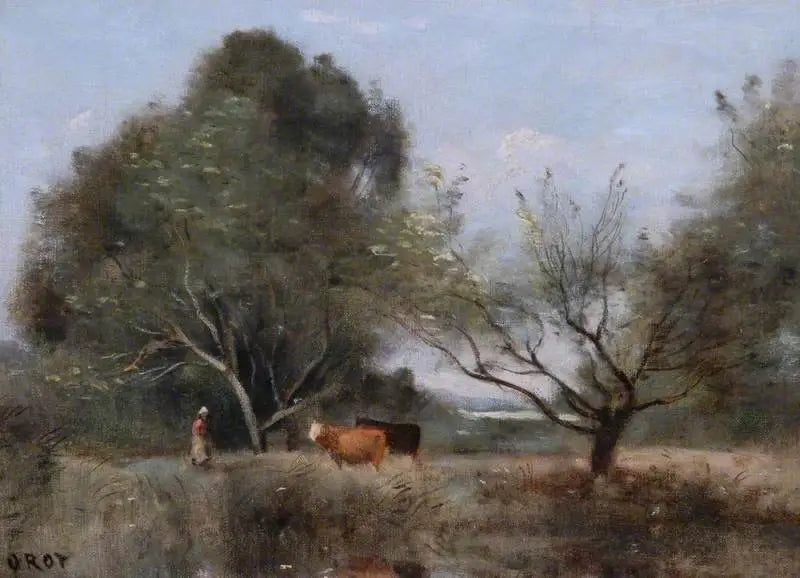 Paysage avec bétail - Jean-Baptiste Camille Corot - Alpha Reproduction