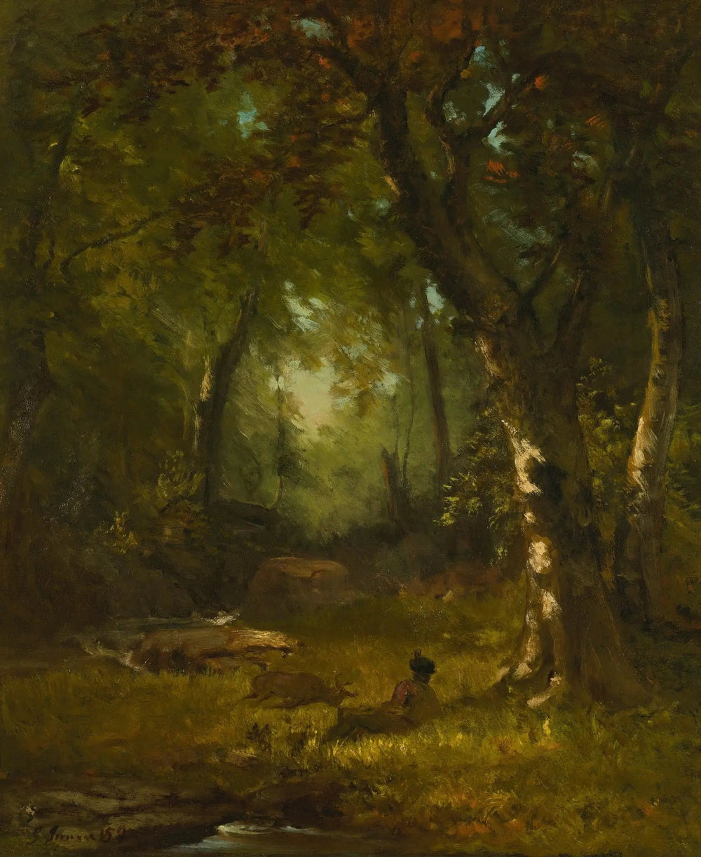 Paysage avec chasseur - George Inness image 1 copie peinte à la main à l’huile