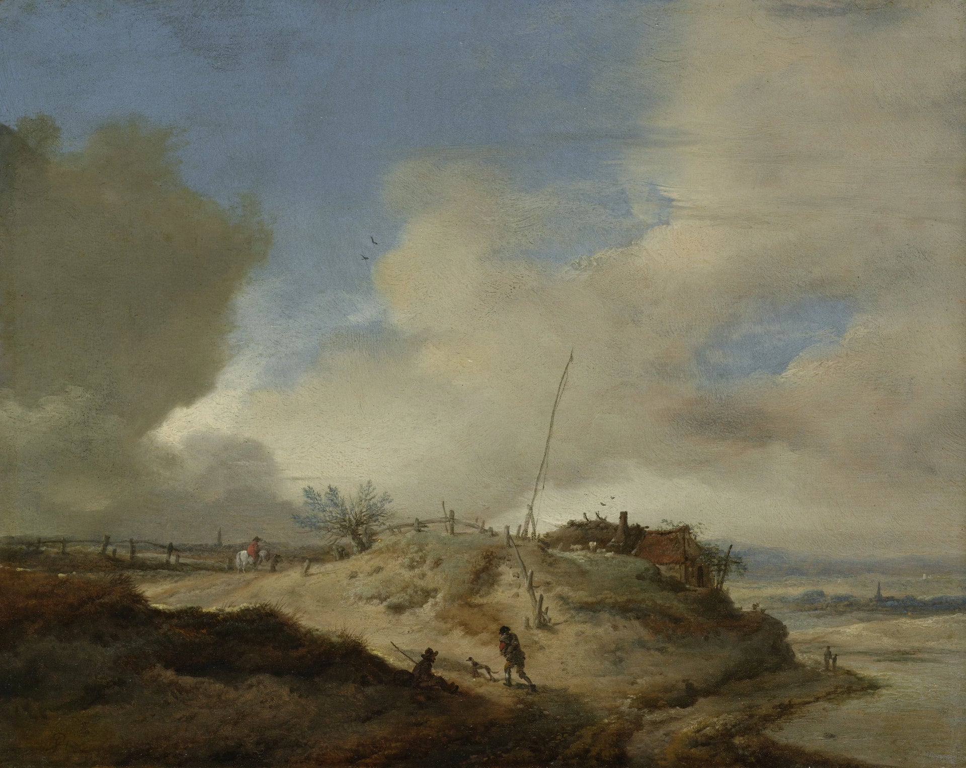 Paysage avec sémaphore - Philips Wouwerman