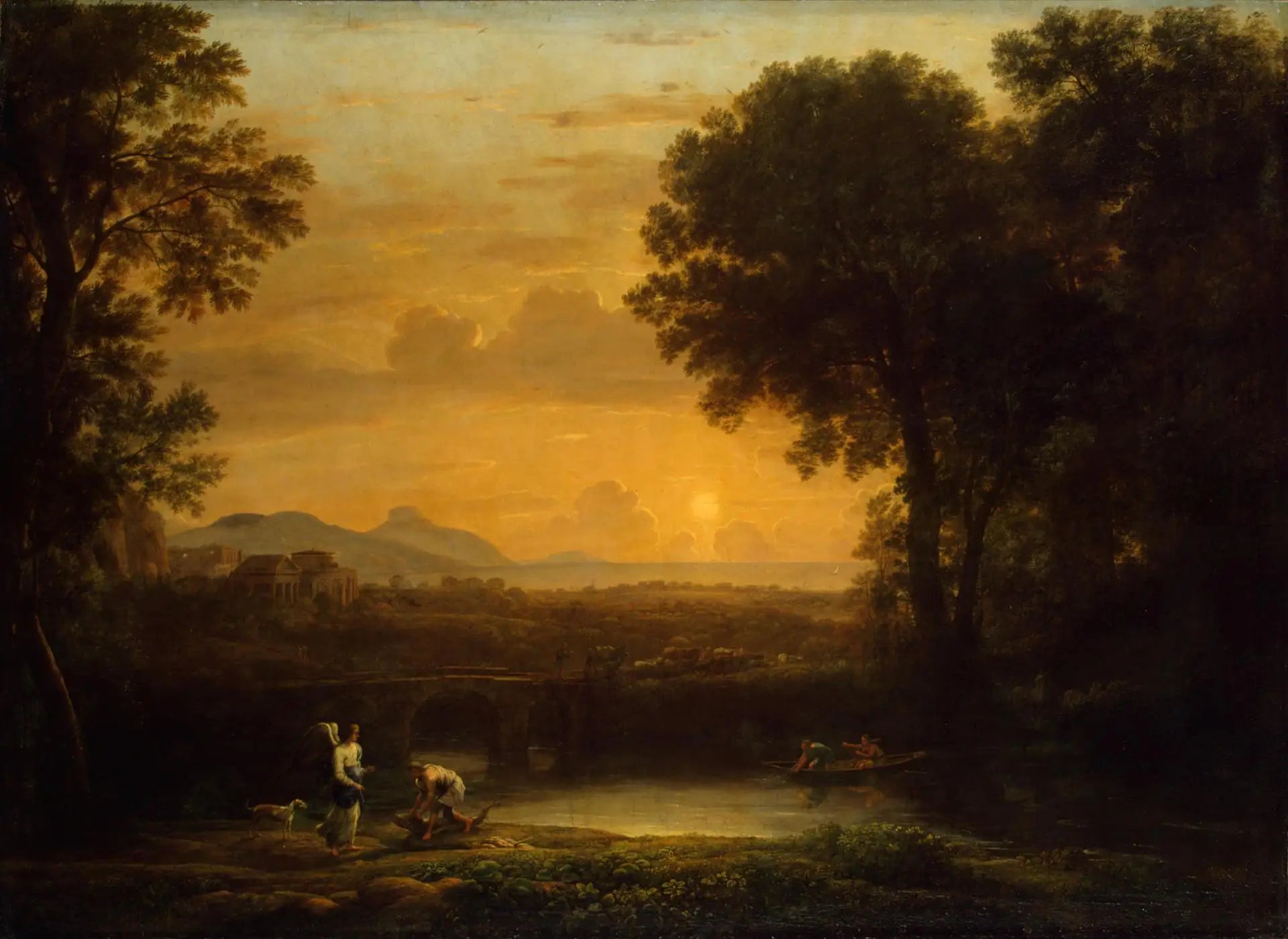 Paysage avec Tobie et l’Ange (Soirée) - Claude Lorrain - Alpha Reproduction