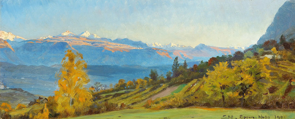 Paysage d'automne. Vue depuis le château de Saint-Valentin au Tyrol. - Peder Severin Krøyer image 1 copie de tableau peinte à la main