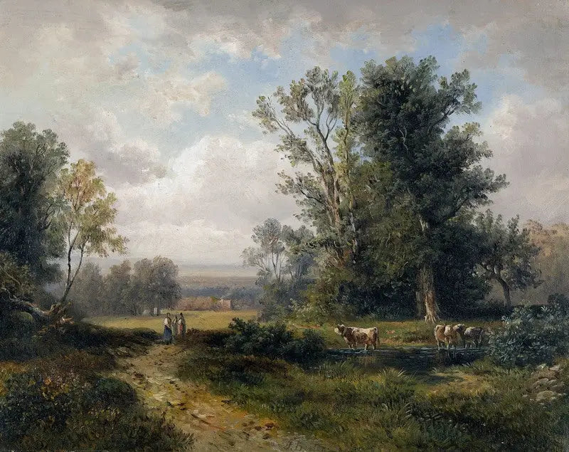 여름 풍경과 농부 여성 및 소들 - Jules Breton