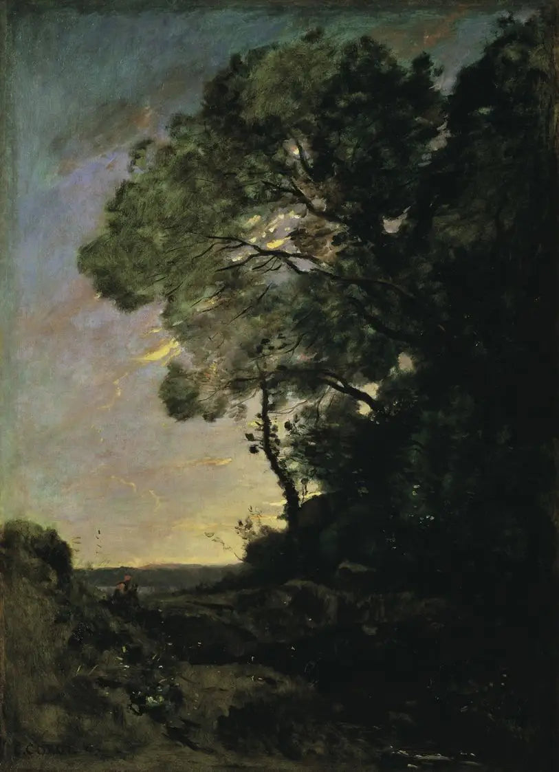 Paysage d’arbres (soir) - Jean-Baptiste Camille Corot - Alpha Reproduction
