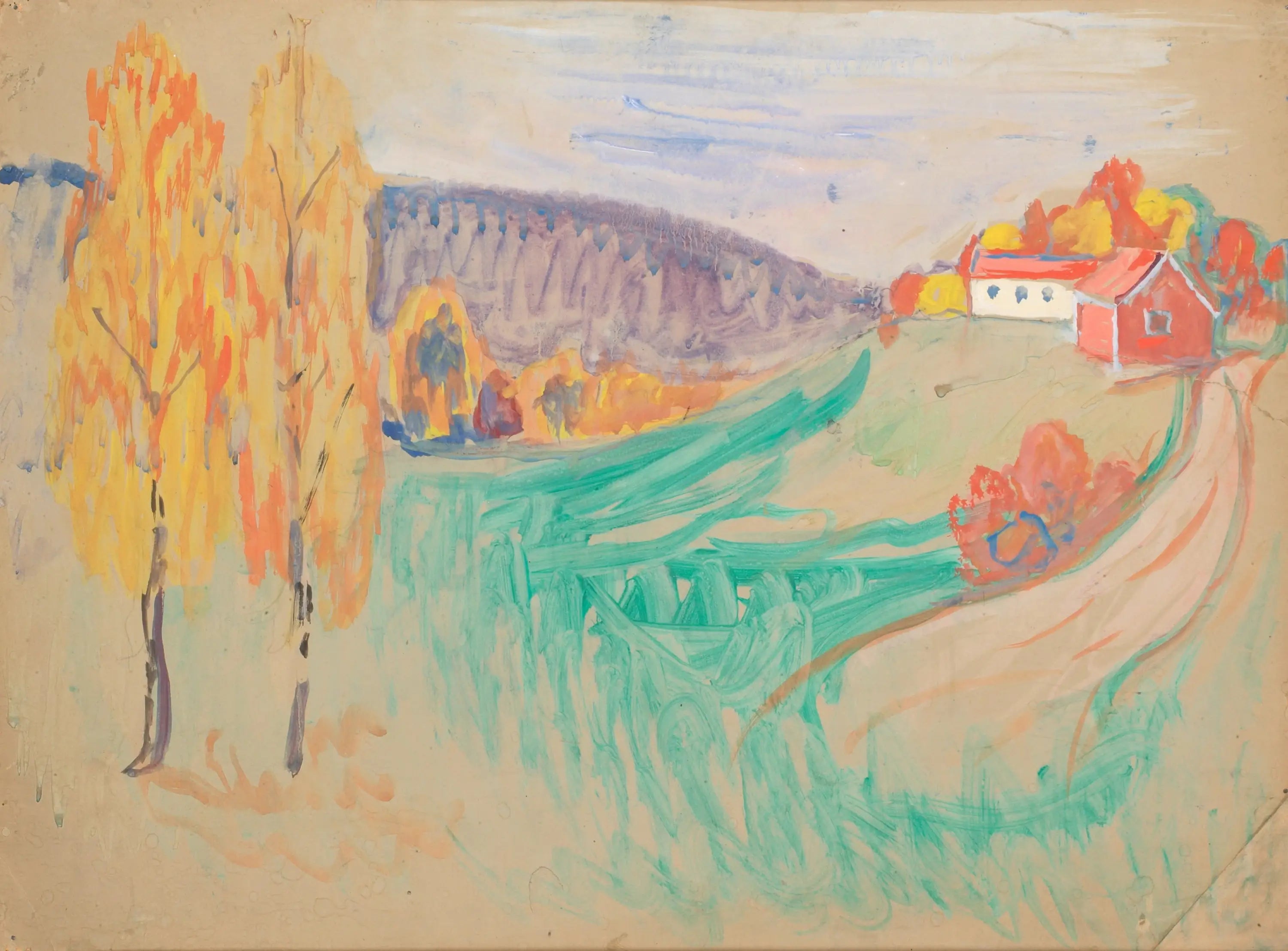 Reproduction du tableau « Paysage d'automne - Edvard Munch » par Alpha Reproduction en peinture à l’huile