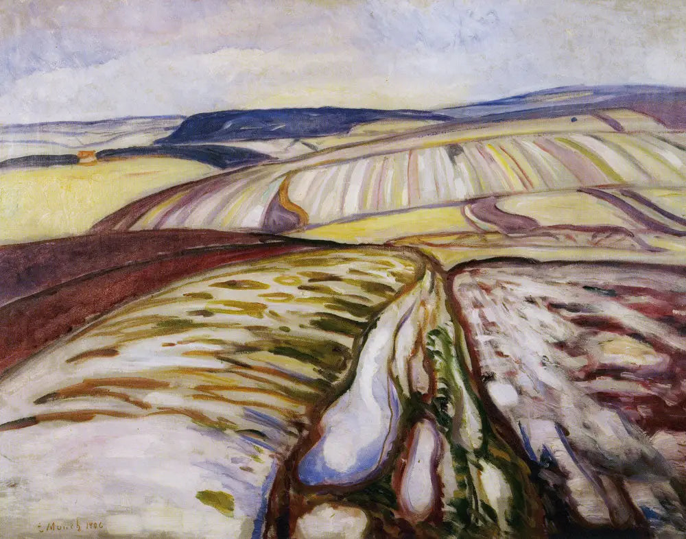 Reproduction du tableau « Paysage de neige, Thuringe - Edvard Munch » par Alpha Reproduction en peinture à l’huile