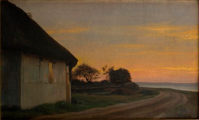 저녁 풍경과 집, 바닷가에 있는 정원. Ellekilde - Carl Heinrich Bloch