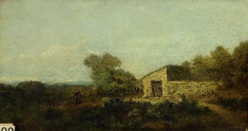 Paysage et bâtiments agricoles - Jean-Baptiste Camille Corot - Alpha Reproduction