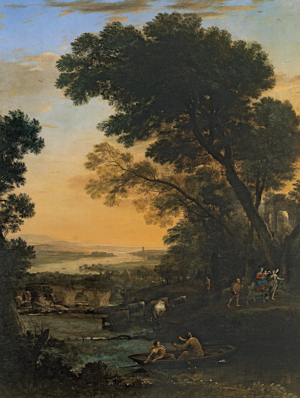 Paysage idyllique avec la fuite en Égypte - Claude Lorrain image 1 copie peinte à la main à l’huile