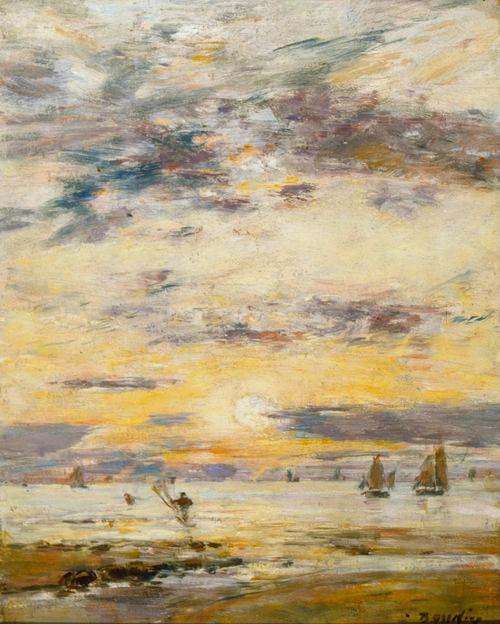 Paysage marin - Coucher de soleil - Eugène Boudin image 1 copie de tableau peinte à la main