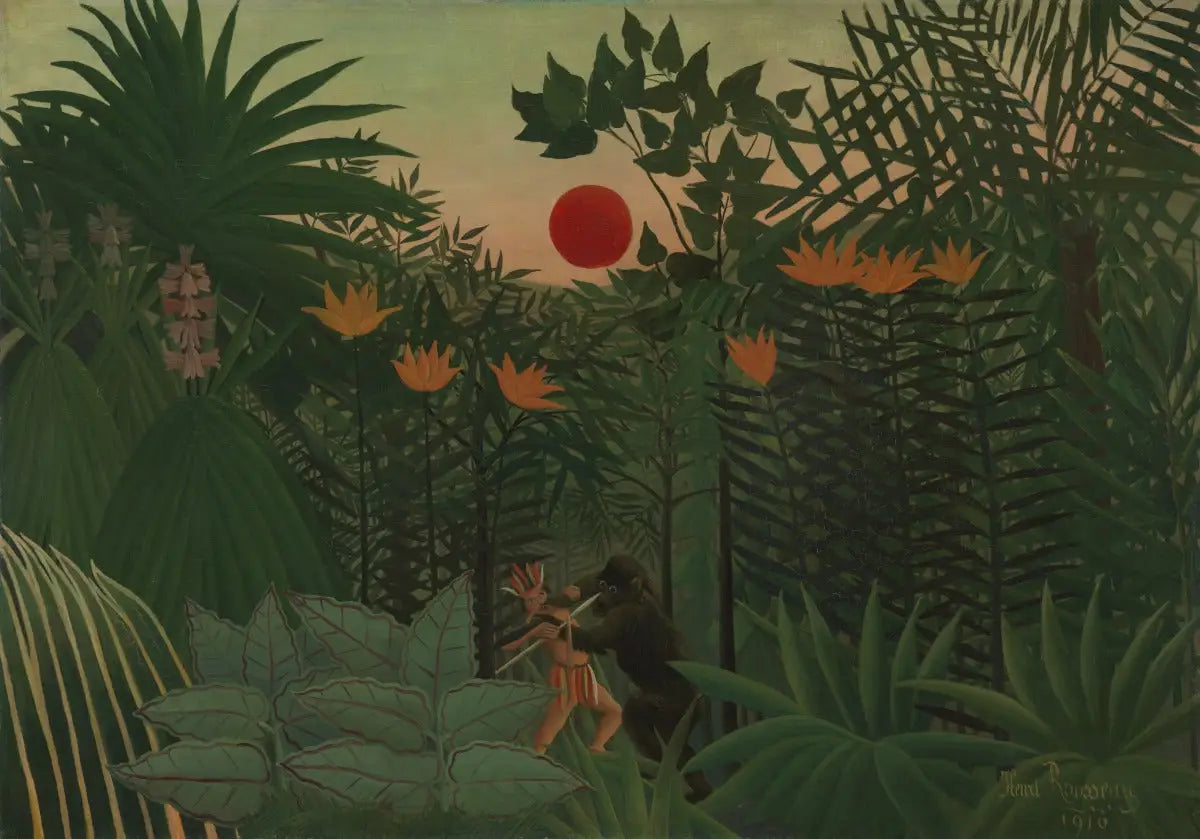 Paysage tropical: lutte de l’Indien et du gorille - Henri Rousseau - Alpha Reproduction