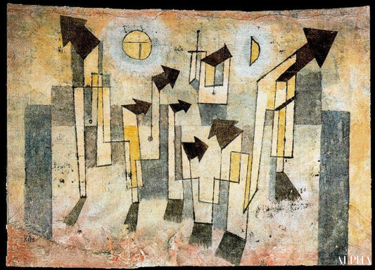 Peinture murale du temple de la nostalgie - Paul klee - Reproductions de tableaux et peintures haut de gamme