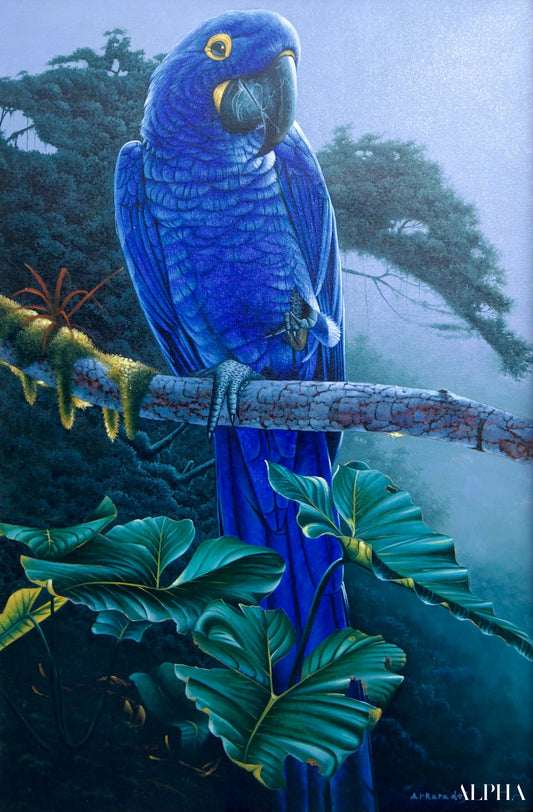 Blue Parrot in the Jungle - Hudsadayuth | 60 x 90 cm Reproductions de tableaux à la peinture à l’huile