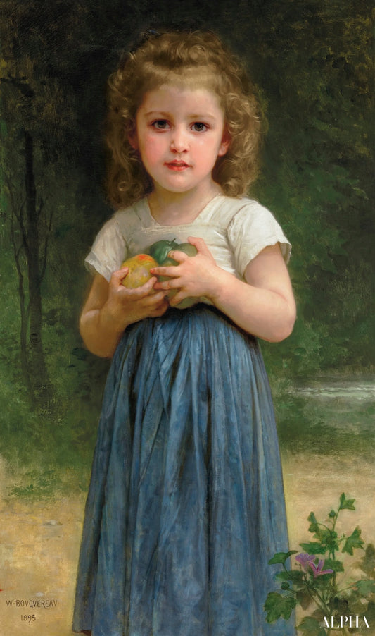 Petite fille tenant des pommes dans les mains - William-Adolphe Bouguereau Reproductions de tableaux à la peinture à