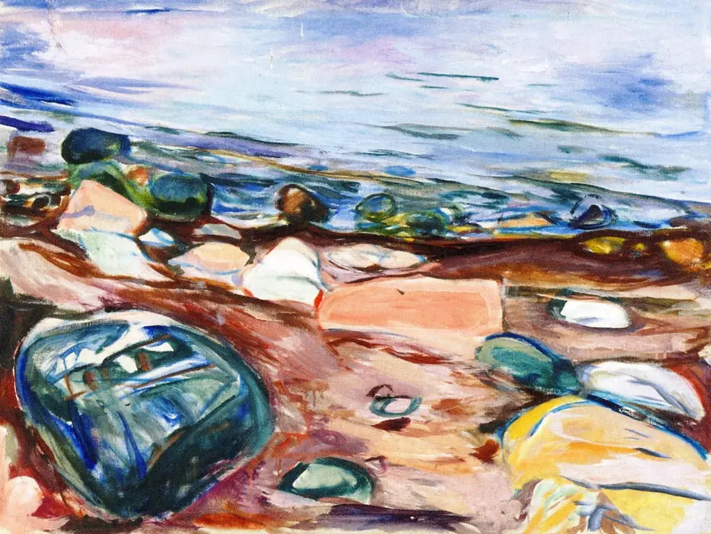 Reproduction du tableau « Plage et Rochers - Edvard Munch » par Alpha Reproduction en peinture à l’huile