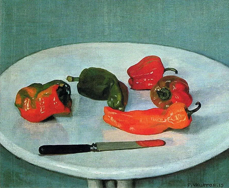 원형 테이블 위의 빨간 피망, 흰색 래커 - 펠릭스 발로통

Source:
Poivrons rouges sur table ronde, laquée blanc - Félix Vallotton