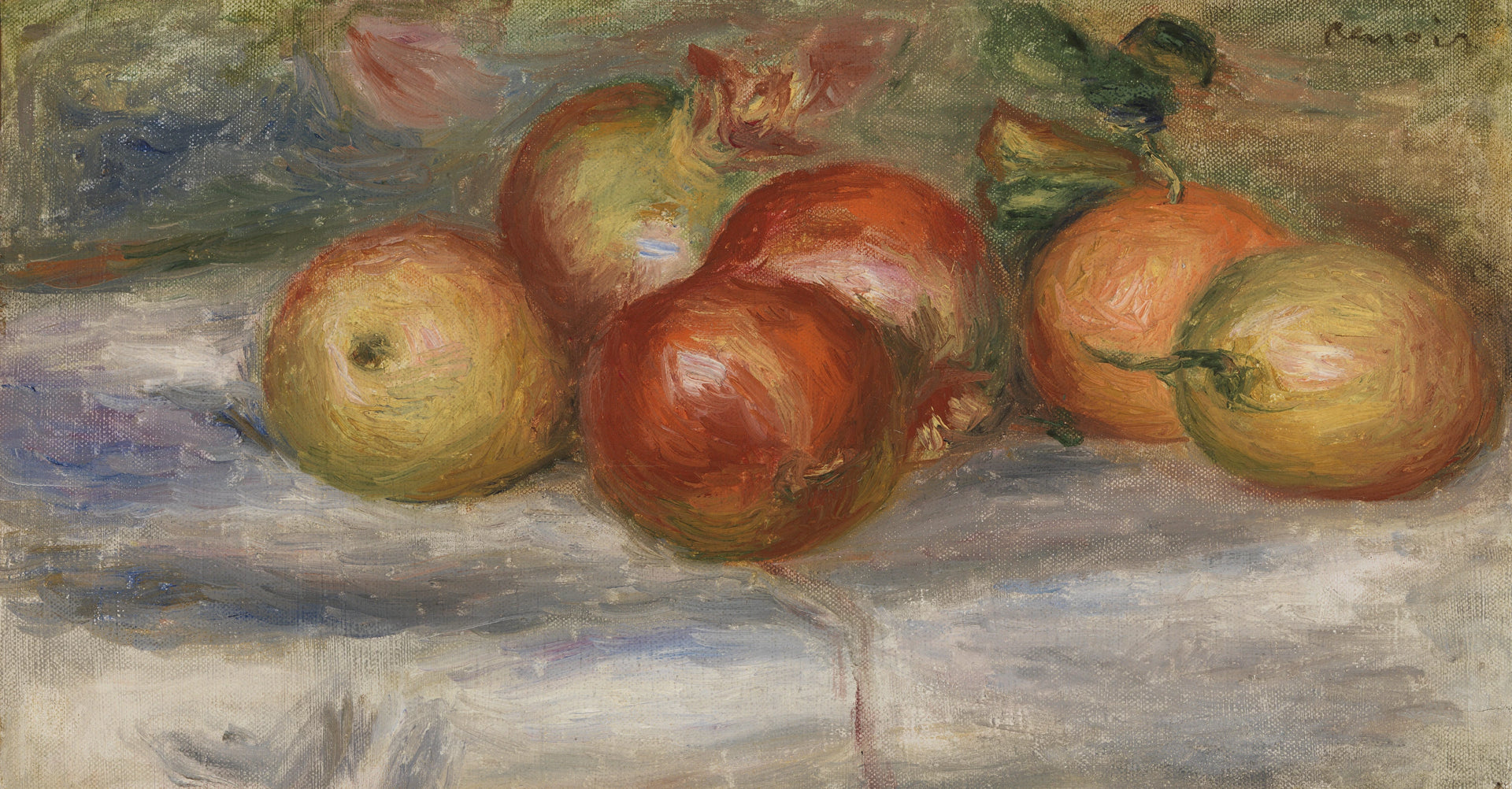 Pommes, orange et citron de Pierre-Auguste Renoir, vers 1911, Barnes Foundation BF17 – reproduction peinture à l’huile sur toile