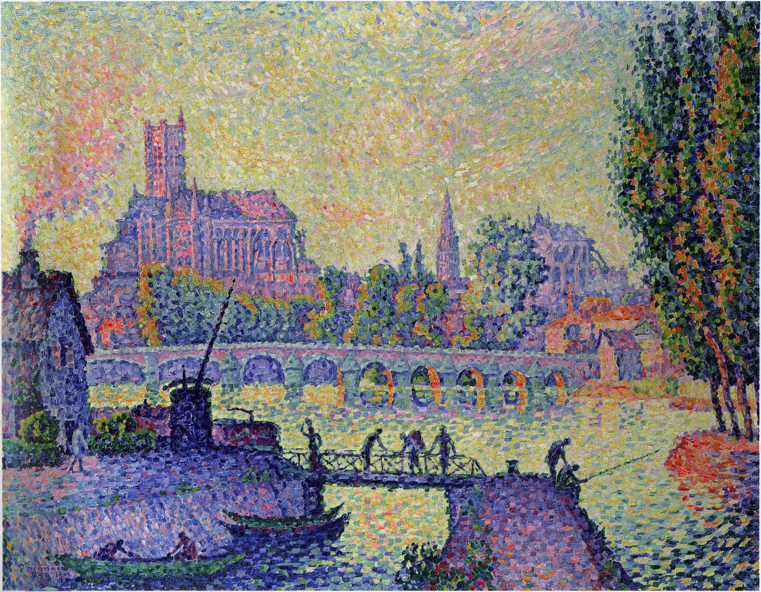 Pont d'Auxerre - Paul Signac image 1 copie peinte à la main à l’huile
