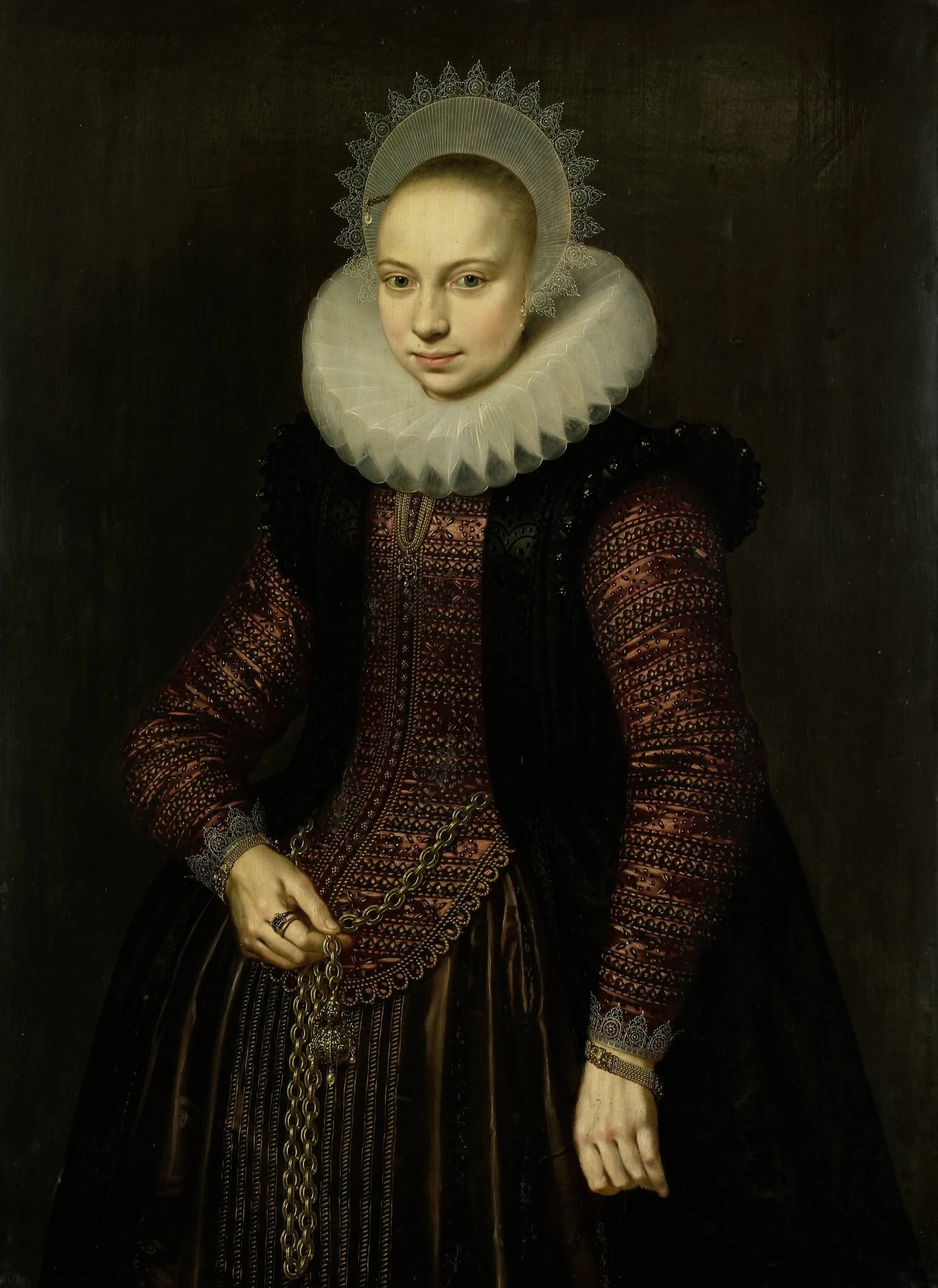 Portrait de Brechtje Overrijn van Schoterbosch (1592-1618) - Cornelis van der Voort