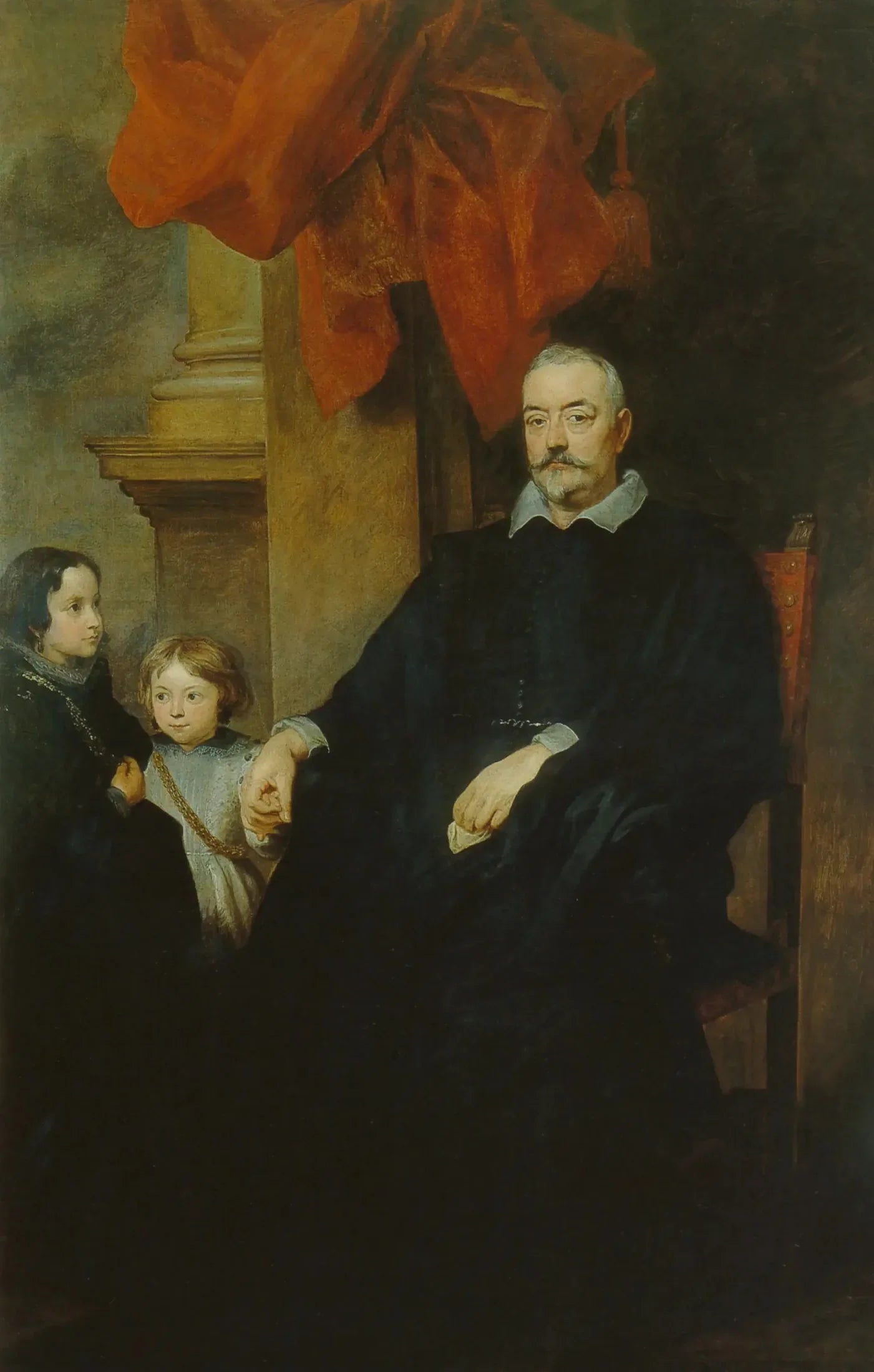 Portrait d'un gentilhomme de Gênes avec deux enfants - Antoine van Dyck image 1 copie de tableau peinte à la main