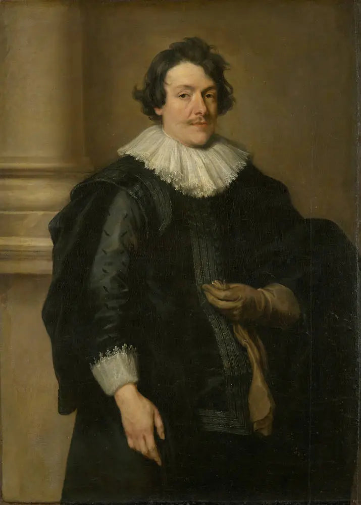 Portrait d'un homme en noir devant une colonne - Antoine van Dyck image 1 tableau peint à l’huile sur toile