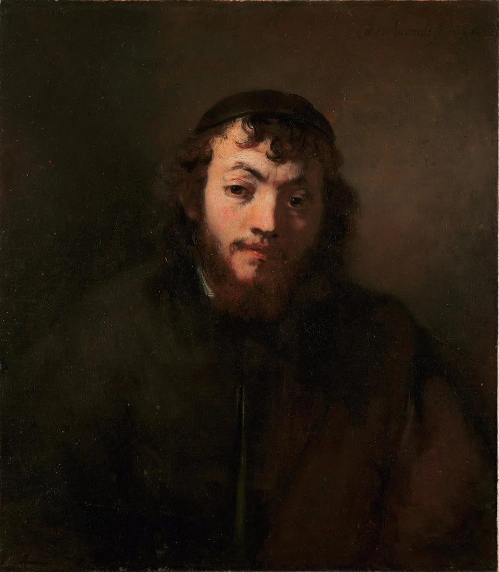 Portrait d'un jeune homme avec barbe et calotte - Rembrandt image 1 copie peinte à la main à l’huile