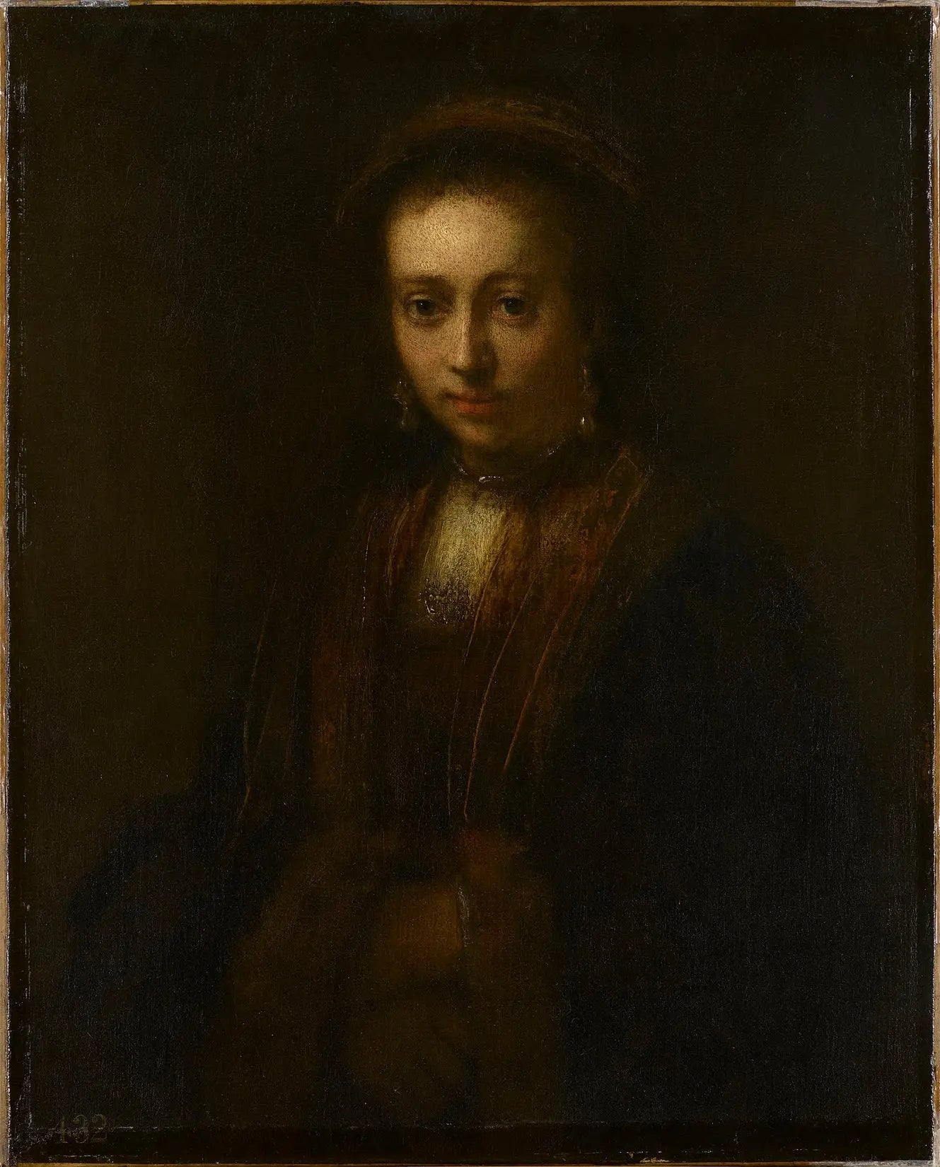 Portrait d'une dame aux mains jointes (Hedwig Łuszkowska, flore de 1634) - Rembrandt image 1 reproduction de peinture à l’huile