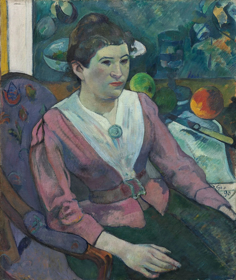 Portrait de femme à la nature morte de Cézanne - Paul Gauguin image 1 reproduction artisanale de tableau