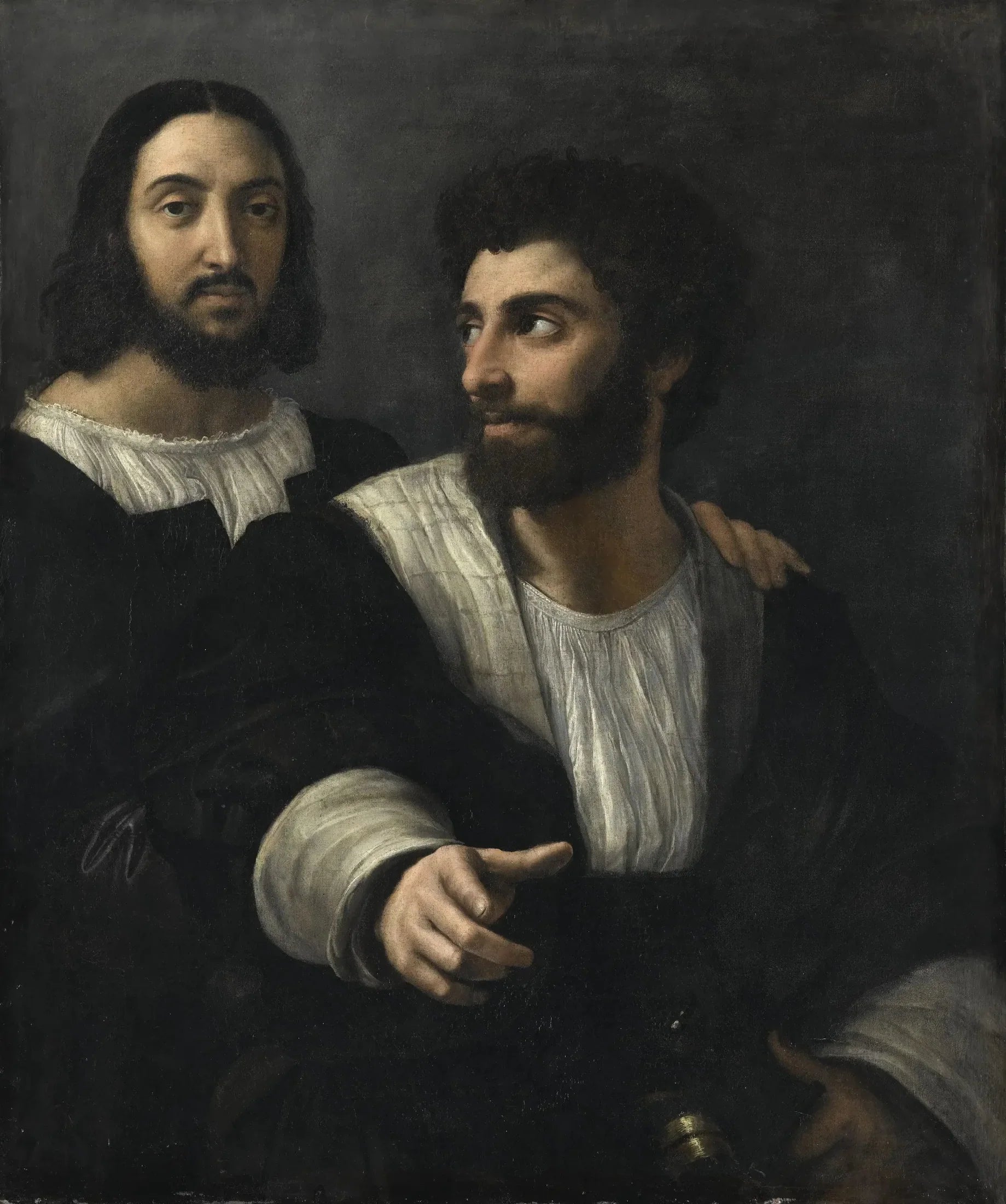 Portrait de l'artiste avec un ami - Raphaël Sanzio image 1 copie peinte à la main à l’huile