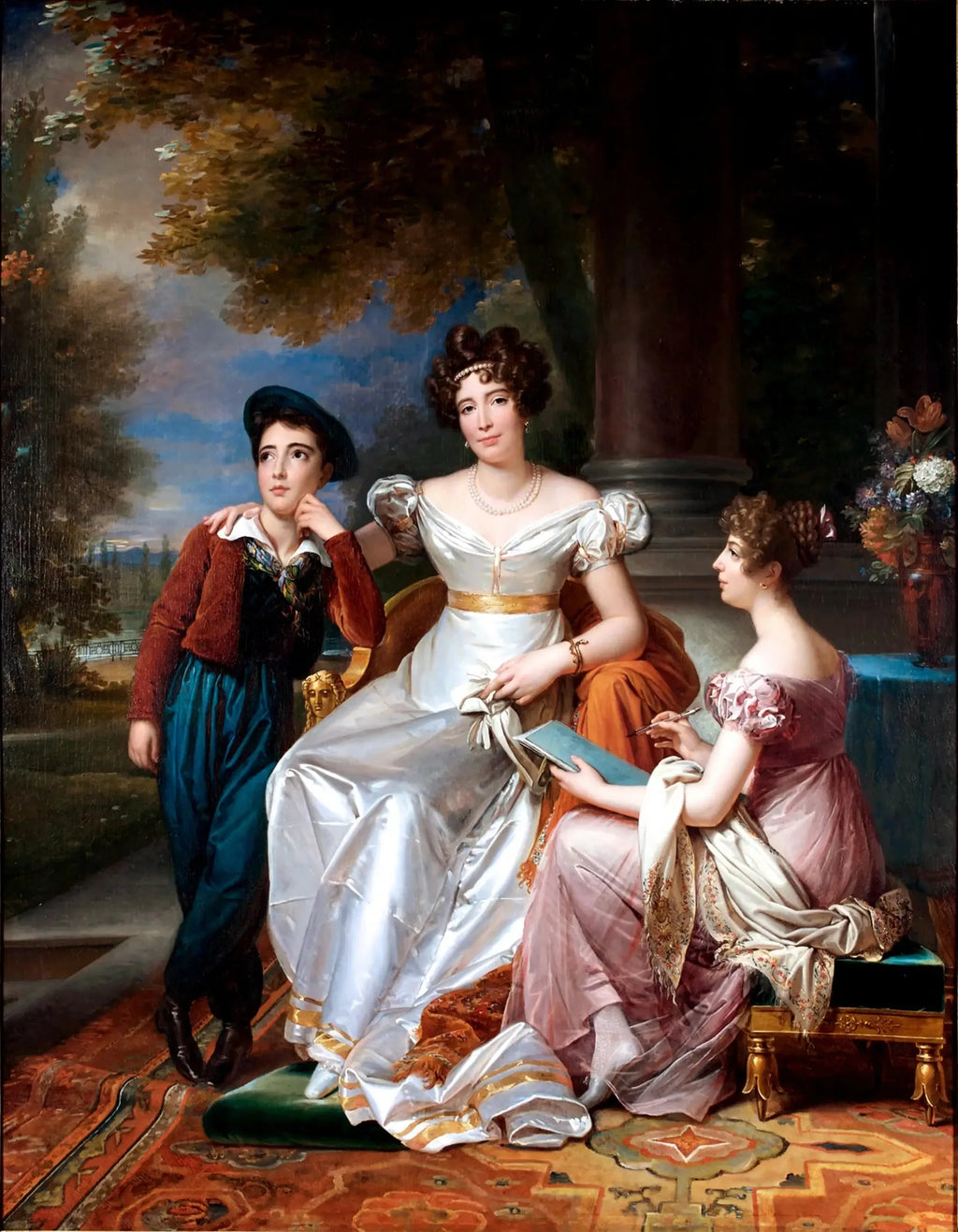 Portrait de la comtesse du Cayla avec ses enfants Ugoline et Ugolin sur la terrasse du château de Saint-Ouen - François Gérard image 3 reproduction réalisée par Alpha Reproduction